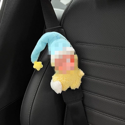 Car Seatbelt Shoulder Pad Protector, Seat belt shoulder pad - single-little-yawn-black-velvet-shoulder-pad