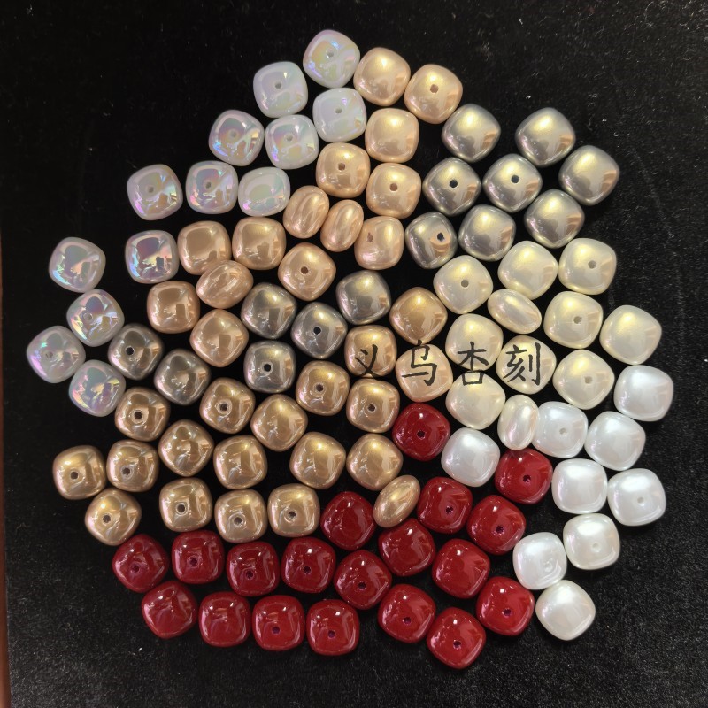 12mm Three-dimensional Square Imitation Pearl Trendy Small Cube...