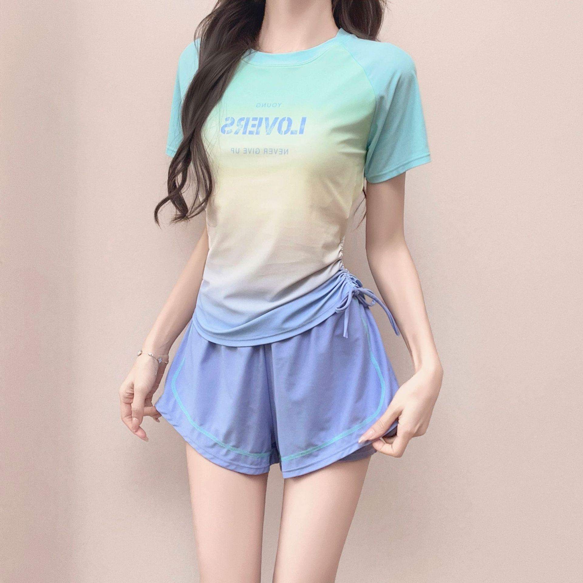 New Quick-Drying Sports Swimsuit Suit for Junior High School Students, Girls, Teenagers and Older Children Split Two-Piece Swimsuit