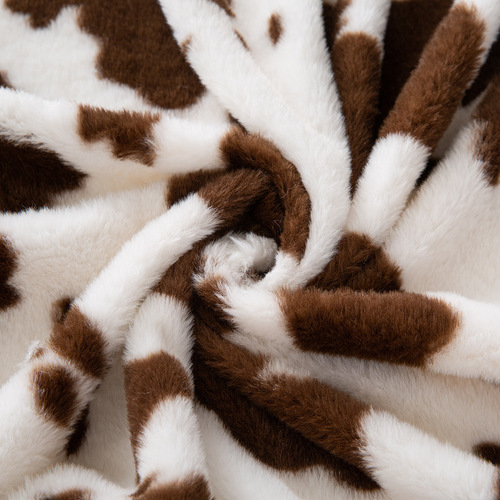 Ready-made two-color big cow pattern rabbit fur printed fabric imitation rabbit hair animal pattern clothing hats boxes and bags fabrics