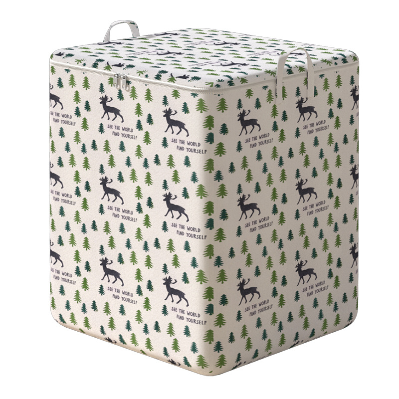 Edredón de algodón caja de almacenamiento grande ropa acolchada de algodón no tejida engrosada caja de almacenamiento de ropa acolchada de algodón bolsa de almacenamiento de tela con cremallera doble abierta