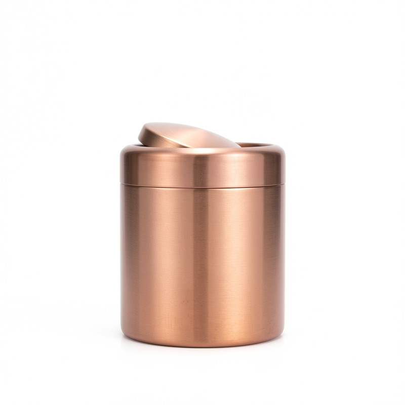 304 Stainless Steel Desktop Trash Can Metal Bathroom Office Countertop Small Mini Trash Can with Lid Wastebasket