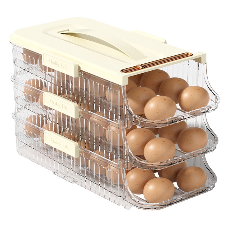 Puerta del refrigerador del balanceo huevo titular caja de almacenamiento de huevos refrigerador apilable portátil caja de huevos de cocina image 1