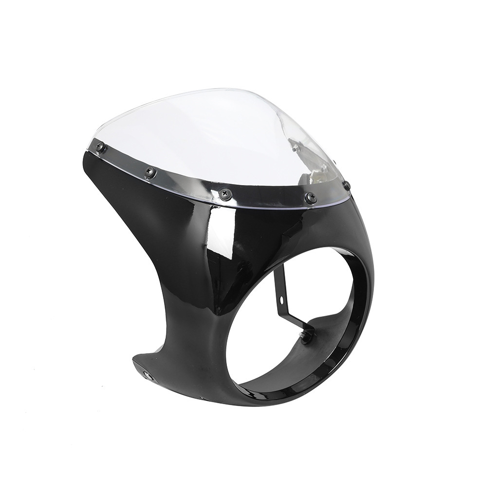 Bright Black Retro Motorcycle Refit Hood Dome Big Lamp Shade Pig Hood Cafe