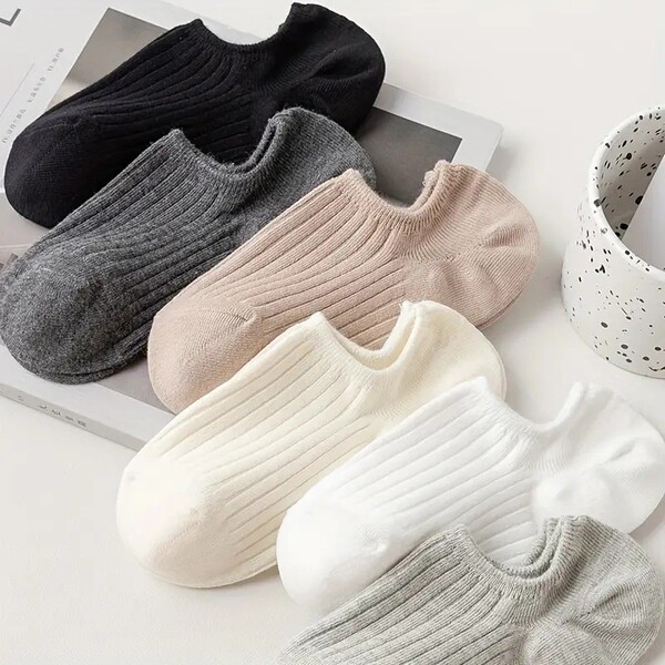 thin non-slip solid color socks