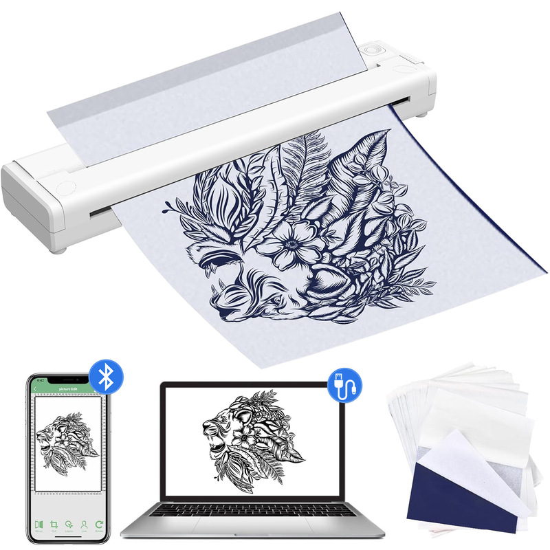 Customized Portable Thermal Tattoo Printer A4 High-Definition Tattoo Transfer Machine Wireless and Can Be Connected to Mobile Phones and Computers for Printing
