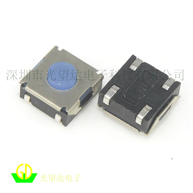 TD-052AC轻触开关 防水包脚6*6*3.4MM  蓝色硅胶按钮4脚贴片
