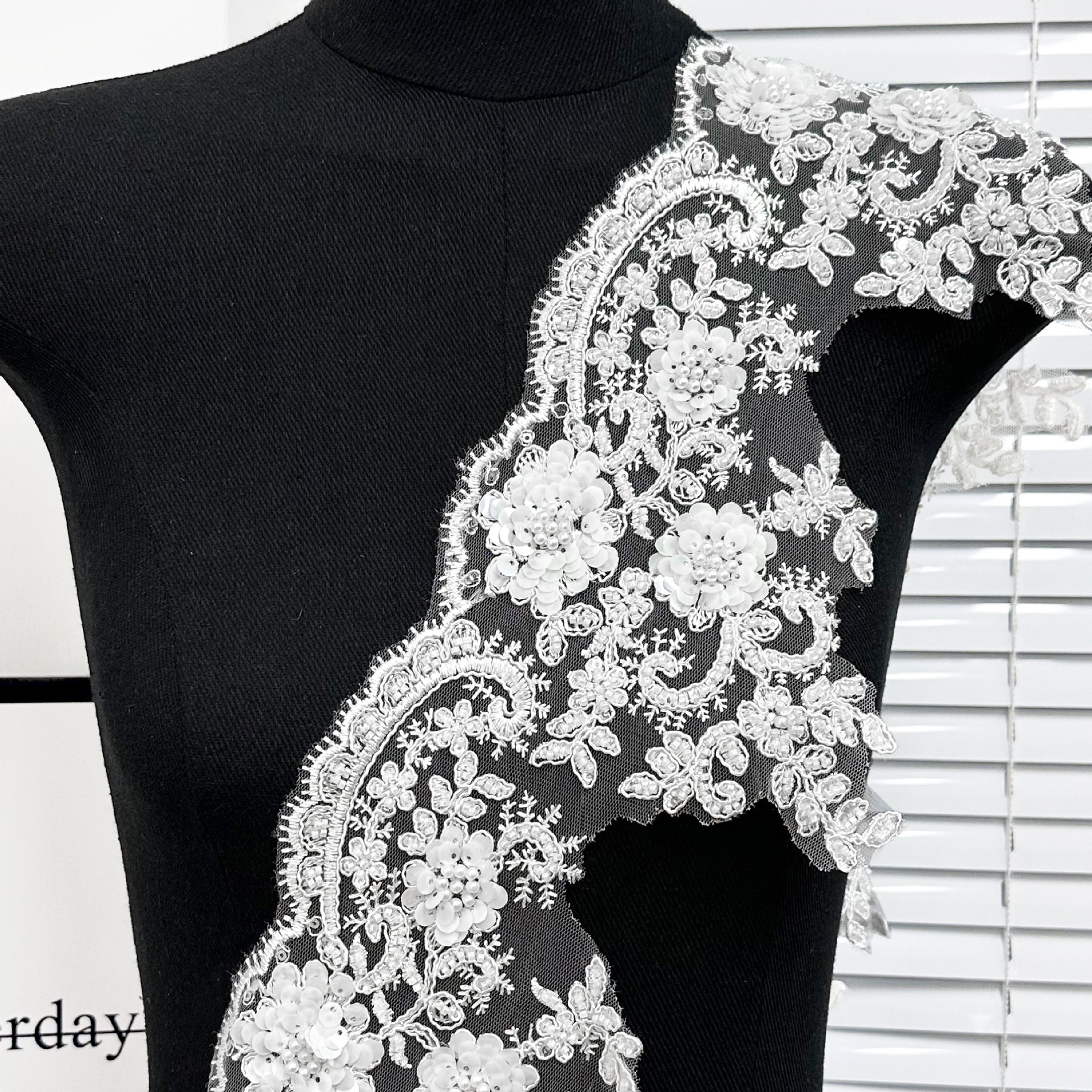 Flores grandes encaje hueso de coche encaje vestido de novia bata bata decoración de ropa infantil abrigo falda diy accesorios image 2