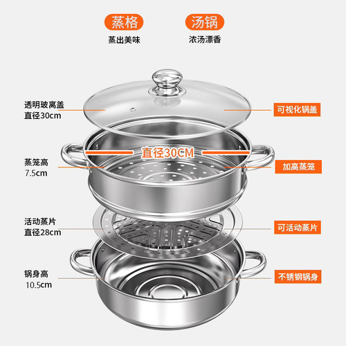 Concave induction cooker special soup pot round bottom commercial induction cooker soup pot concave hot pot pot stainless steel steamer