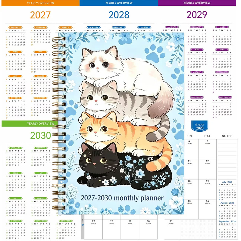2027-2030 Monthly Planner, A5 Size, Supports Labeling