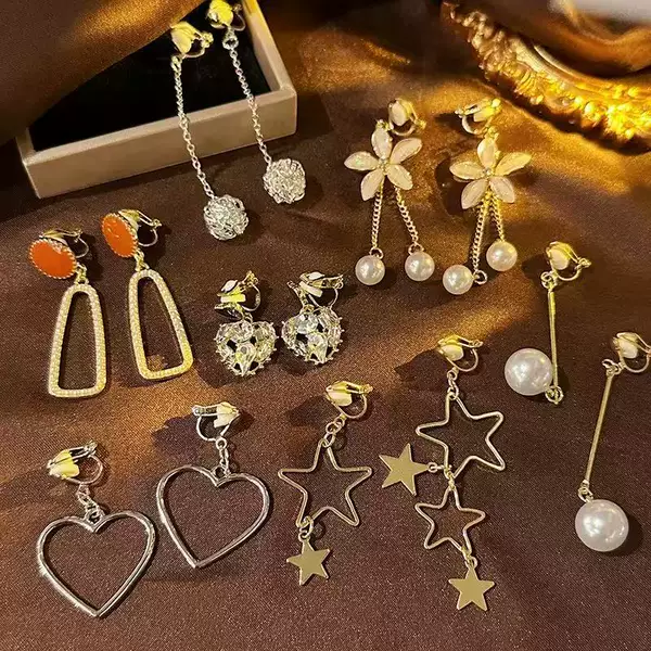 Ear clip without ear hole women's retro tassel earrings high sense pearl earrings light luxury temperament ear clip wholesale