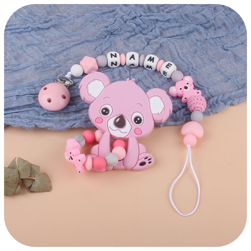 Bebé suministros silicona chupete cadena dibujos animados Kaola silicona molar anti-gota cadena bebé silicona nombre