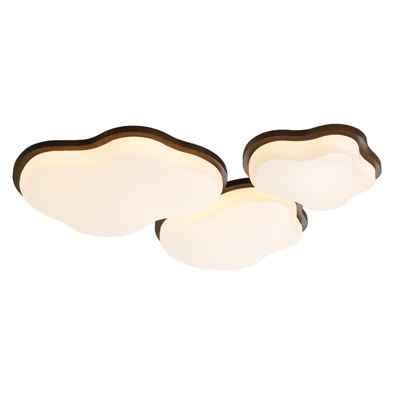 Lámpara de techo de sala de estar medieval, estilo crema retro, nogal, nube, queso, lámpara de sala de protección ocular de espectro completo L263