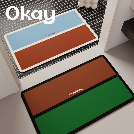 Okay Color Collage Bathroom Absorbent Mat Soft Diatom Mud Toilet Door Mat Toilet Mat Anti-Slip Mat