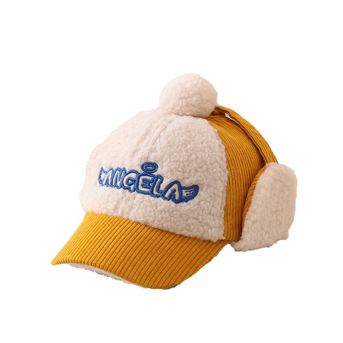 Korean style children's hat autumn and winter ear protection warm hat boy corduroy peaked hat female baby winter fashion baseball cap
