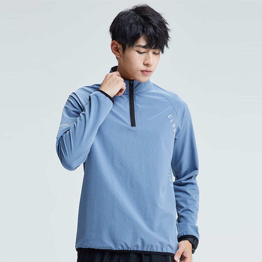 Otoño e invierno de los hombres deportes de media longitud de la cremallera de manga larga suéter al aire libre correr fitness nylon a prueba de viento chaqueta de tenis