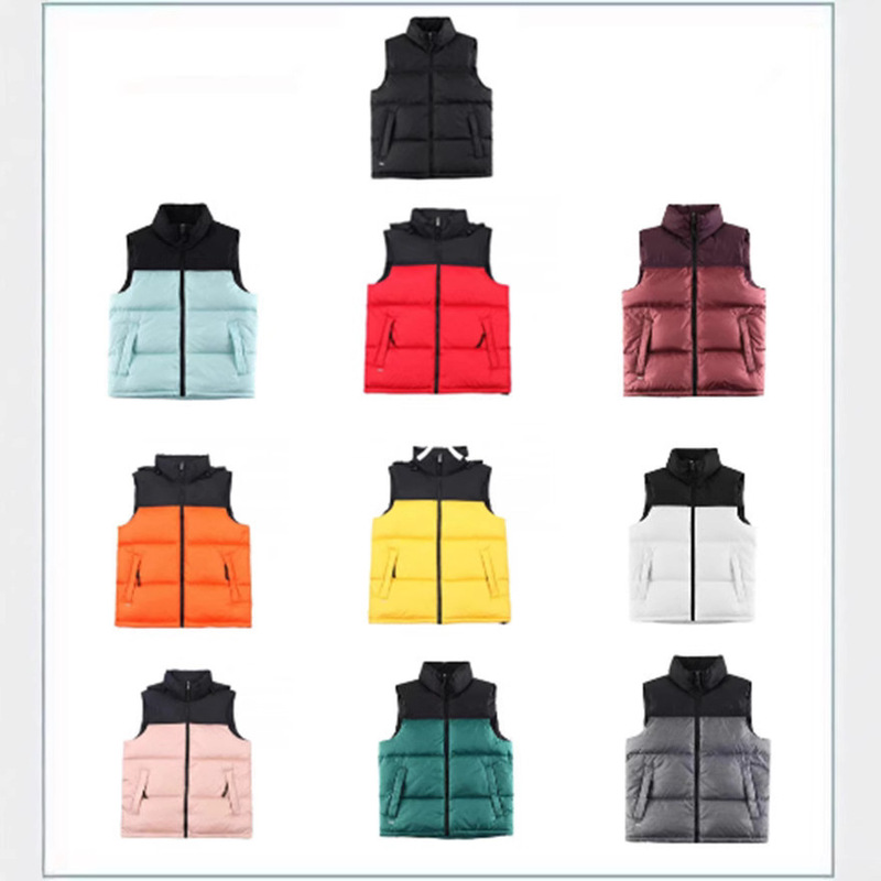 Beijia Face Tnf1996 down Vest for Men and Women, Autumn and Winter Outer Wear Stand Collar Sleeveless White Duck down Jacket