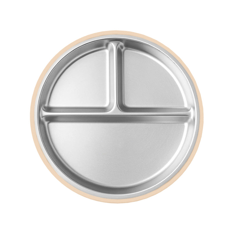 Venta directa de fábrica, vajilla infantil de silicona y acero inoxidable, juego de vajilla creativo de acero inoxidable, tazón de silicona infantil.