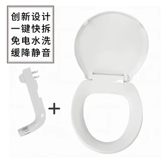 新款O型马桶盖创新设计二合一臀洗妇洗洁身器一键拆卸冲洗盖板