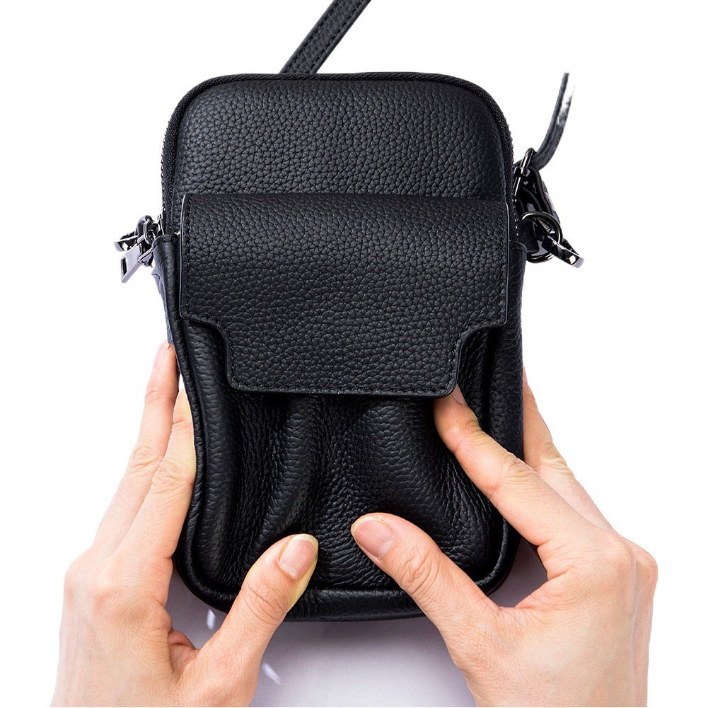 Nueva moda de las mujeres bolsa de doble capa de cremallera vertical del teléfono móvil de gran capacidad de cuero de las mujeres simple hombro bolsa de mensajero
