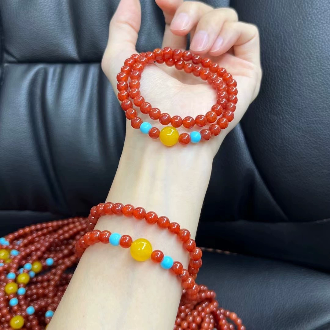 Натуральный красный агат браслет южно-красный браслет из желтого агата с несколькими кругами летняя мода подарок на день рождения