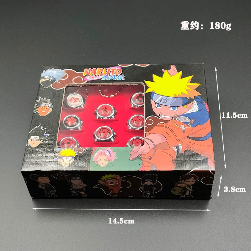 Набор настраиваемых ниндзя-кольц, стиль Uchiha (Наруто), разъёмная регулировка, подарочная коробка