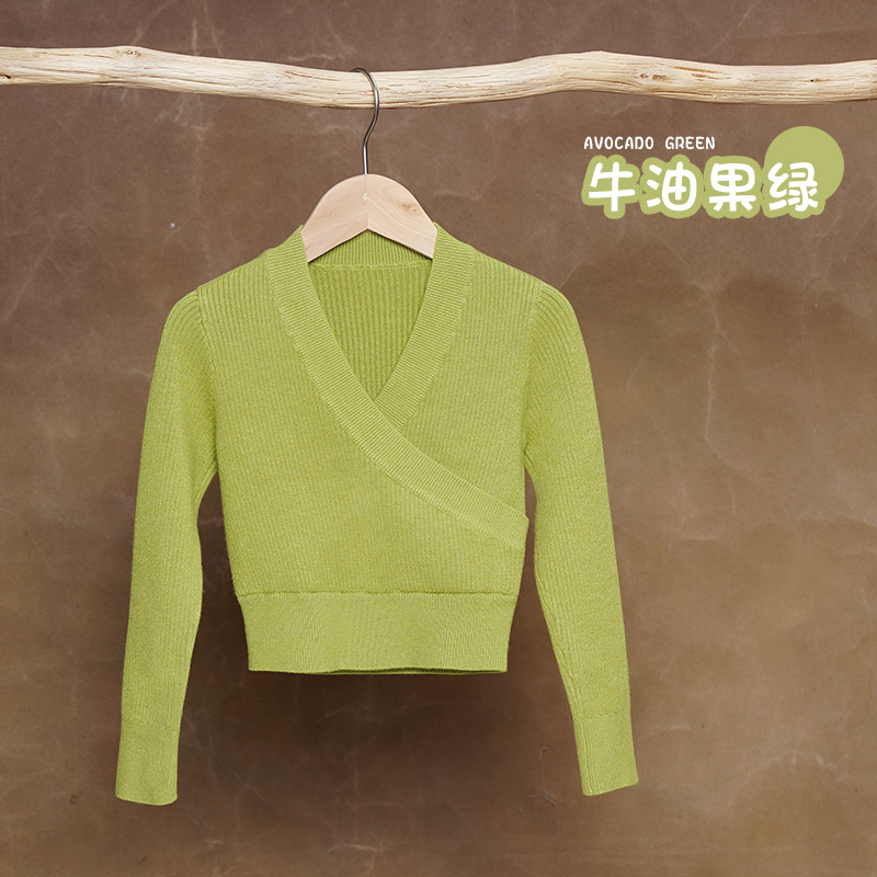 Ropa de baile para niños, ropa de entrenamiento de otoño e invierno, chaqueta cálida de manga larga de punto sin cordones, chal de baile para niñas