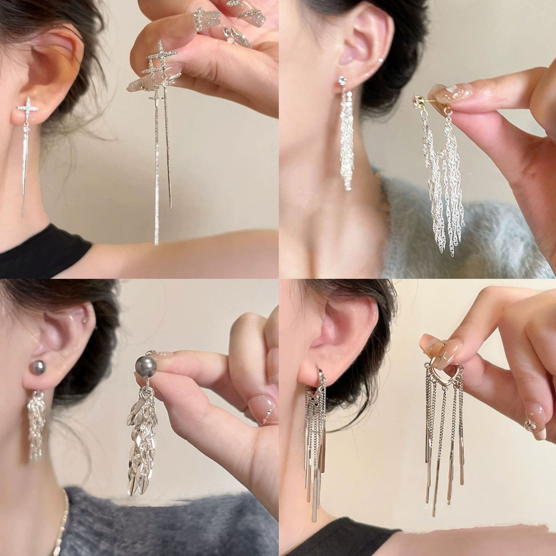 Pendientes de lazo de amor de diamantes llenos de agujas de plata galvanizadas en oro real Pendientes de moda exquisita Pendientes de lujo ligero plateado