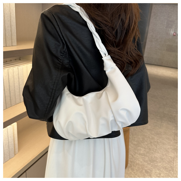 Cloud pleated single shoulder underarm bag with texture for women's 2024 new trendy internet celebrity handbag_senzul.com
