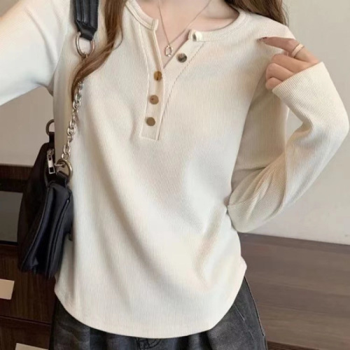 Women's Semi-Open Collar Irregular Base Shirt for Innerwear, Plus Size Women's Autumn/Winter Slimming Warm Thicker Long-Sleeve Top