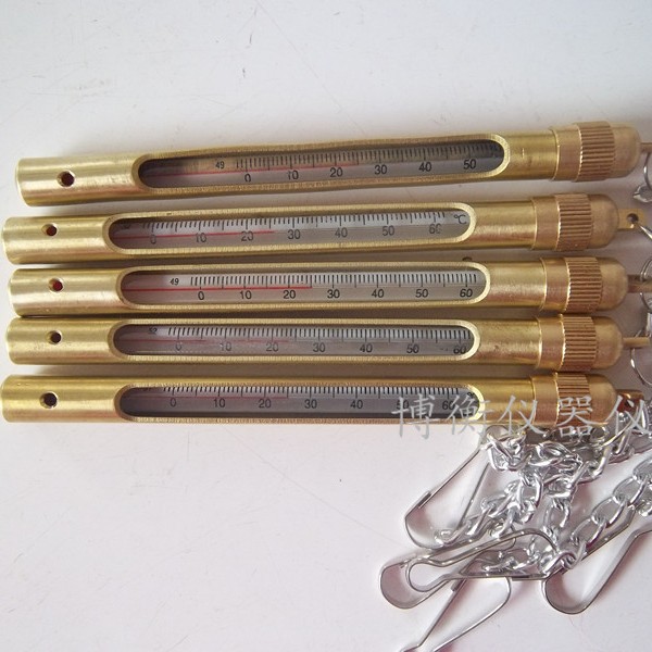 矿用温度计 便携式金属套温度计 铜套铜管温度计 12cm 0-60-100度