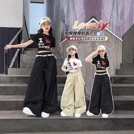 女童蕾丝花边裤春夏季2025新款超大阔腿裤女大童洋气宽松长
