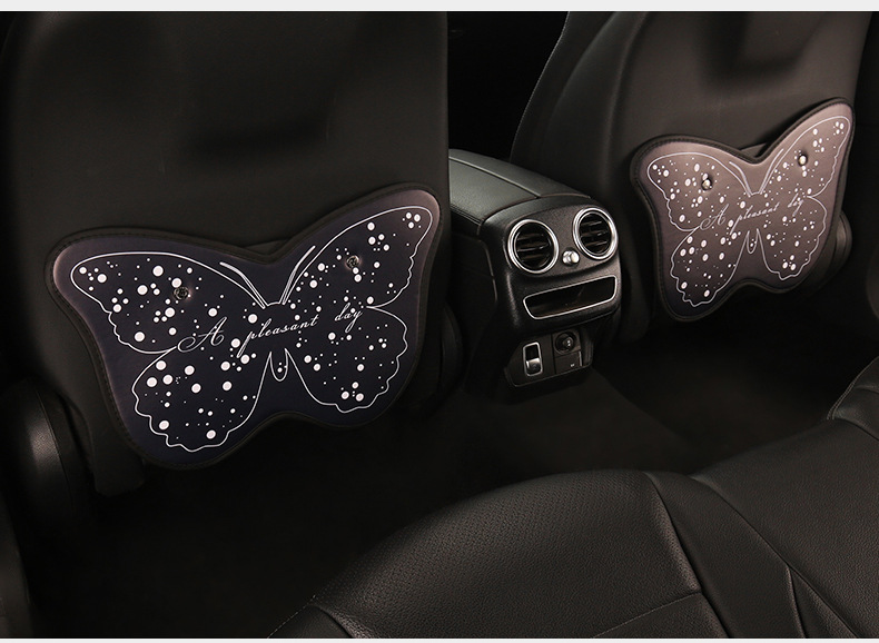 Black and White Bowknot Car Seat Back Anti-Kick Pad, Car Seat Back Anti-Dirt Pad, Rear Seat Anti-Kick Pad for Children