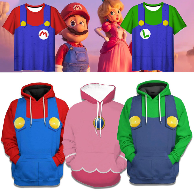 2023 new release cosplay Super Mario Brothers movie Mario Biji hooded casual sweater