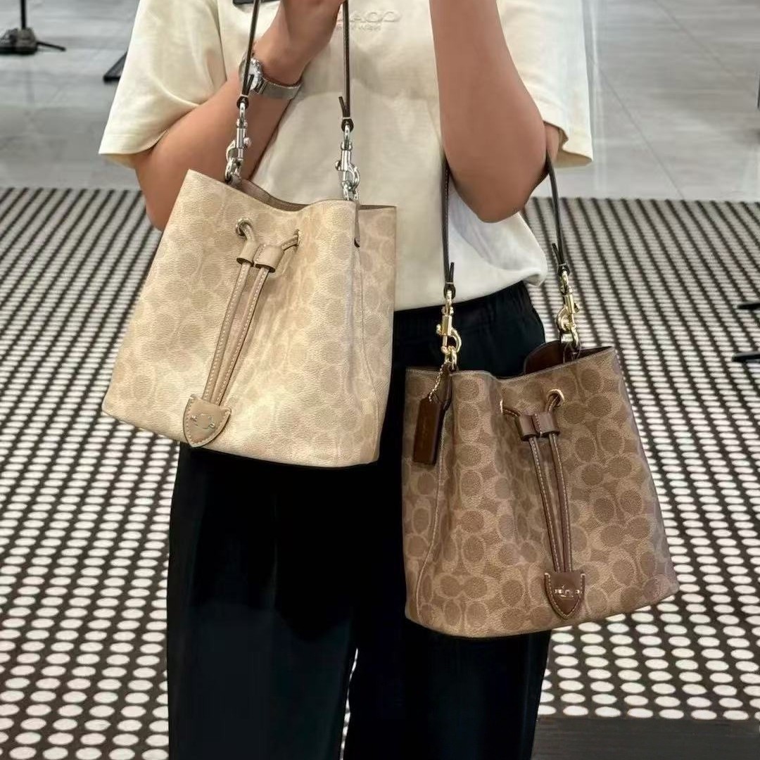 Kou C's New Rowan Classic Drawstring Bucket Bag Single Shoulder Crossbody Handbag Underarm Bag Presbyopic Fortune Bucket