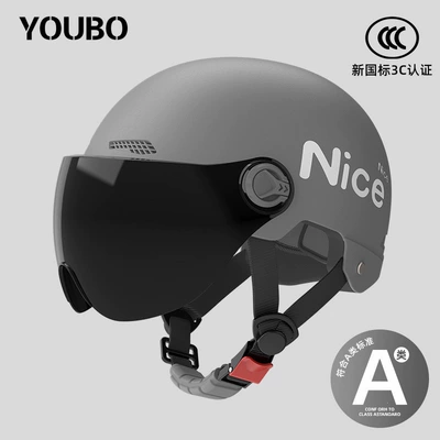 Electric Motorcycle Helmet, New Women's | Motosiklet dəbilqələri - one-size-fits-all-new-national-standard-3c-starry-sky-gray-free-sunscreen-short-glasses-reflective-stripe-decal-nice