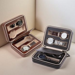 4-digit Watch Box pu Leather Watch Storage Bag Portable Zipper Watch Bag Watch Protection Box 2-digit 8-digit in stock
