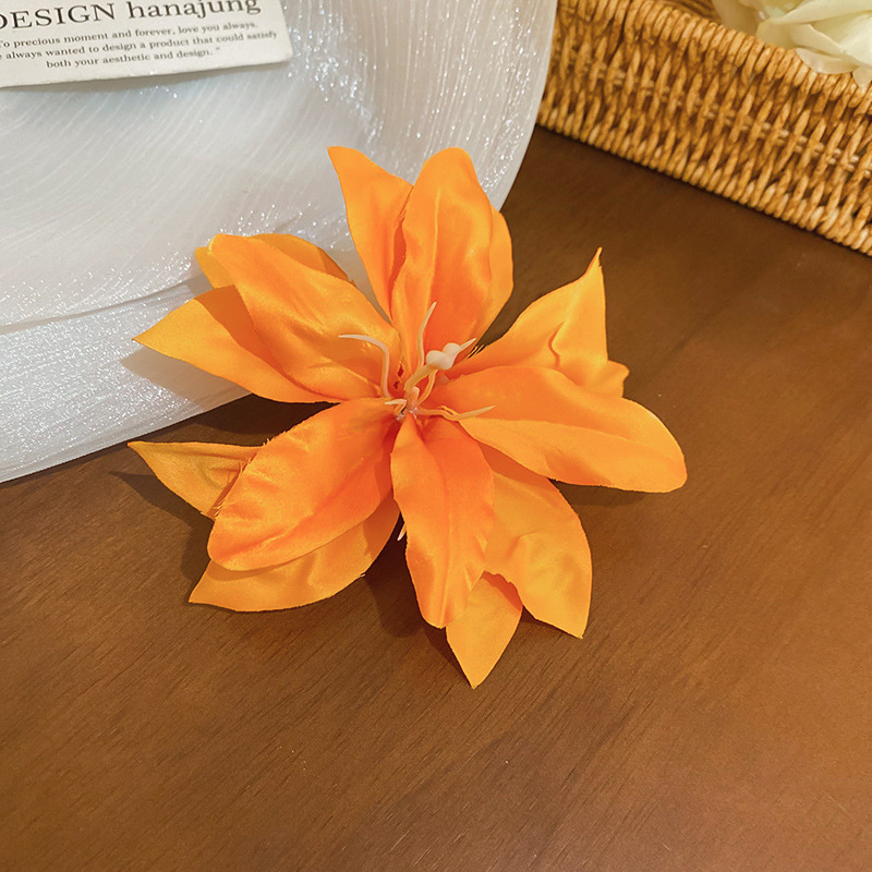 Pinza para el cabello de lirio de simulación de tela coreana, clip de pico de pato lateral de cabello roto de todo fósforo de moda, estilo de vacaciones, accesorios para el cabello de temperamento femenino