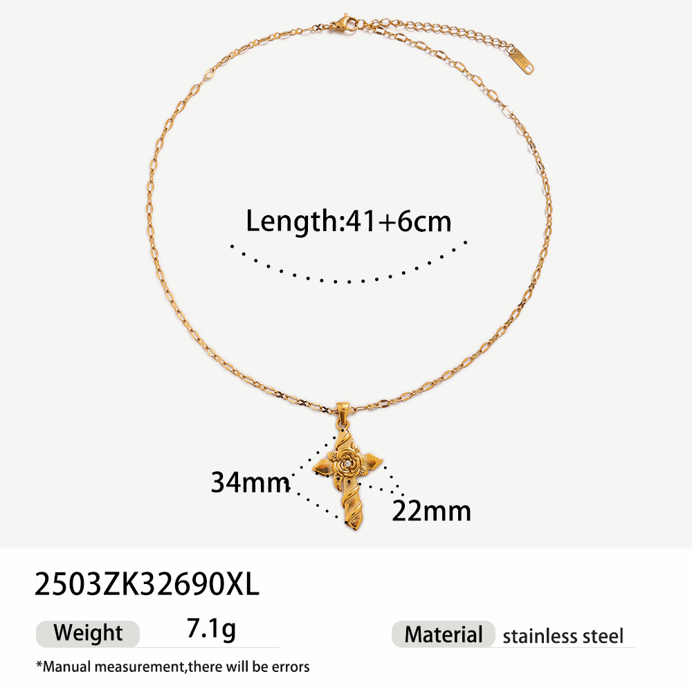 Taena collar de acero inoxidable europeo y americano para mujer colgante que no se desvanece 18k oro titanio acero cadena de clavícula ins joyería explosiva transfronteriza image 8