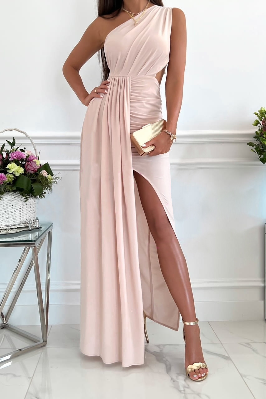 Women's Party Dress Fashion Diagonal Collar Slit Patchwork Sleeveless Solid Color Maxi Long Dress Banquet display picture 2