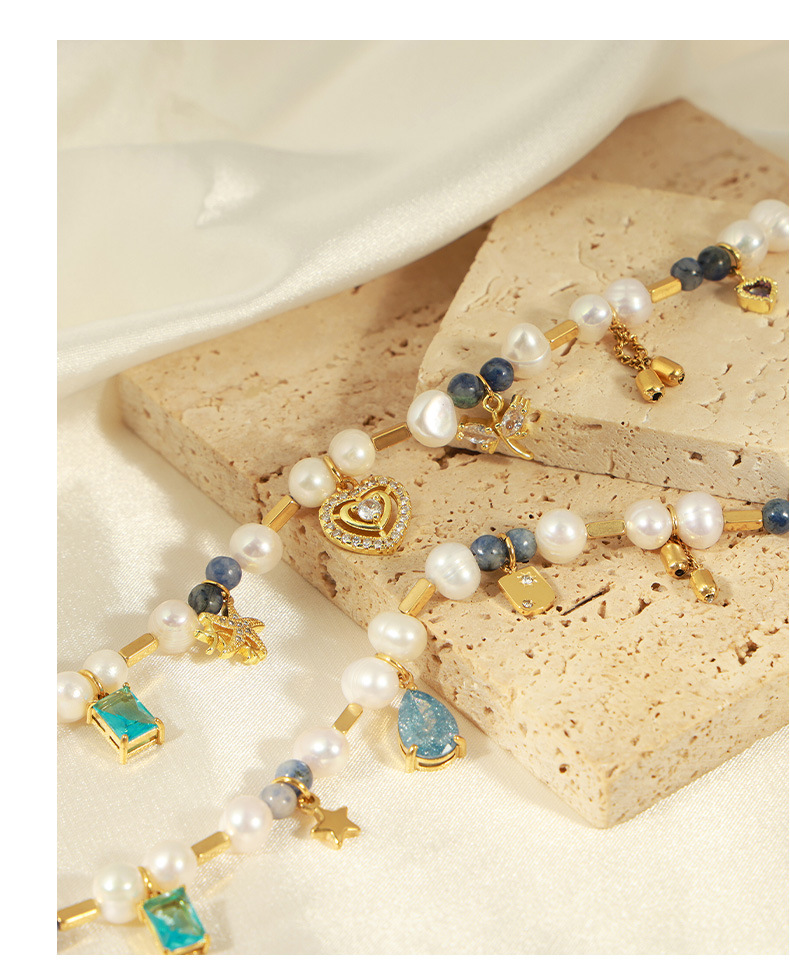 Holiday, Daily Occasion Freshwater Pearl, Copper Material Casual Simple Style Geometric Freshwater Pearl Titanium Steel Copper 18K Gold Plated Zircon Choker In Bulk