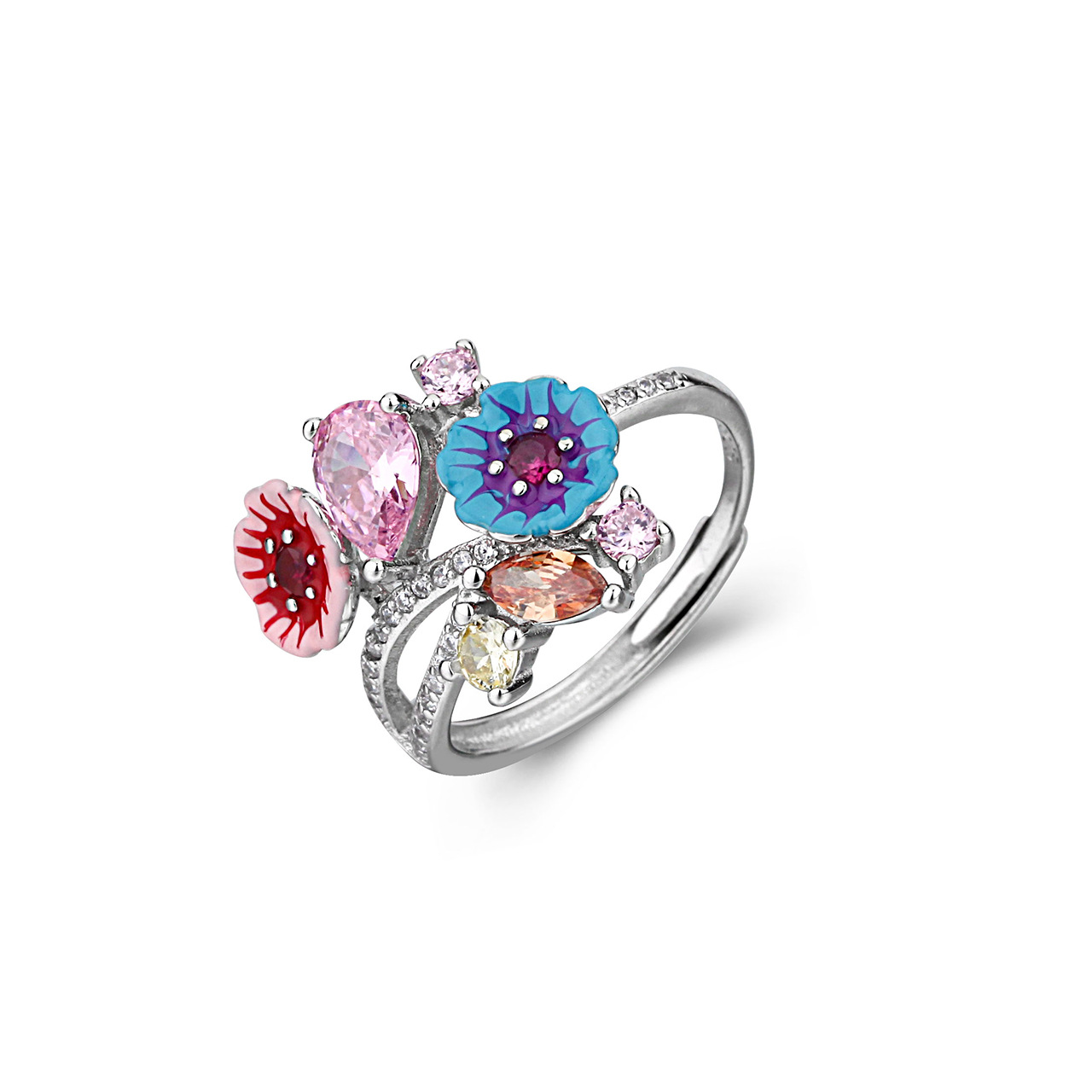 Fashion Geometric Sterling Silver Plating Zircon Open Ring 1 Piece