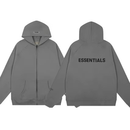 Essentials -21Ssfog Double-Line Zipper Trendy Brand Hooded Sweatshirt Jacket Casual for Men and Women Essentials -21Ssfog Double-Line Zipper Trendy Brand Hooded Sweatshirt Jacket Casual for Men and Women