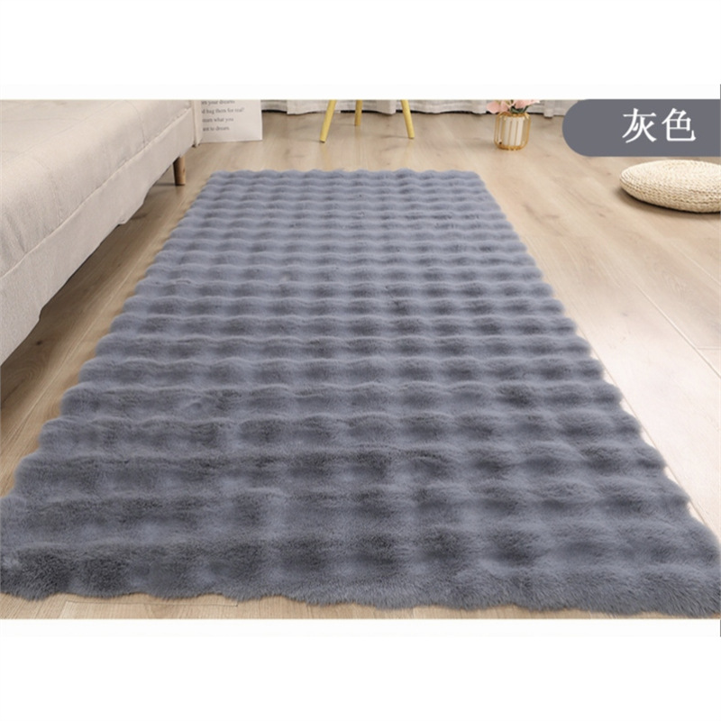 Other Thickened Cream Style Bubble Plush Carpet Bedroom Bay Window Mat (Car Carpet) - gray-4040cm