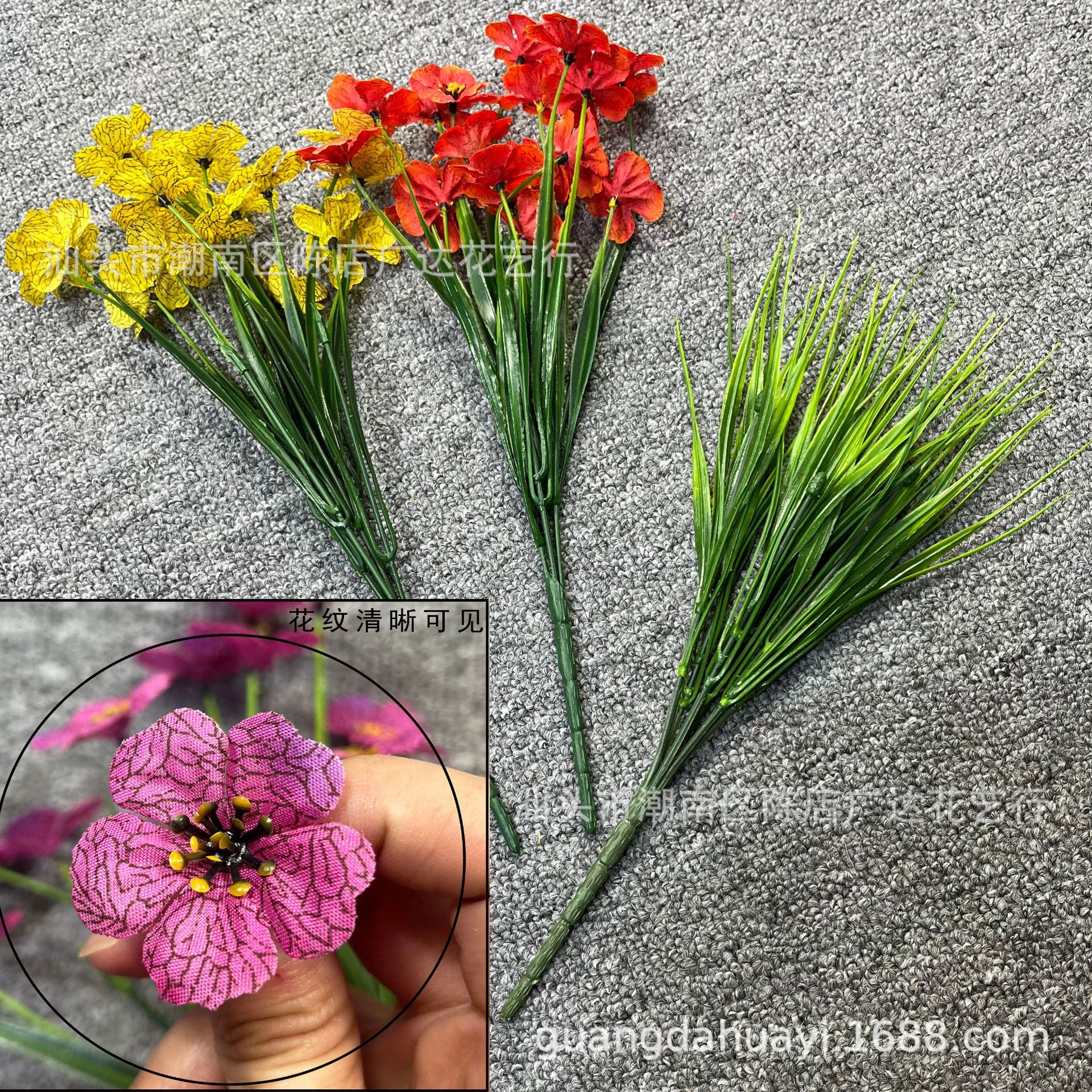 Pinduoduo Cross-border Amazon simulación ramo eucalipto violeta plástico flor falsa hogar boda decoración al aire libre