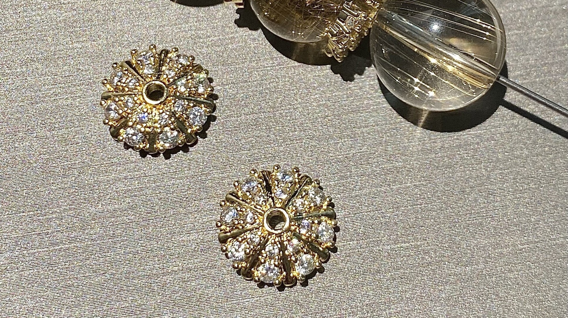 Color-Preserving 14K Gold-Filled Micro-Paved Zircon Crystal Accessories DIY Flower Tray Cap Spacer Beads Handmade Beaded Necklace Bracelet Accessories