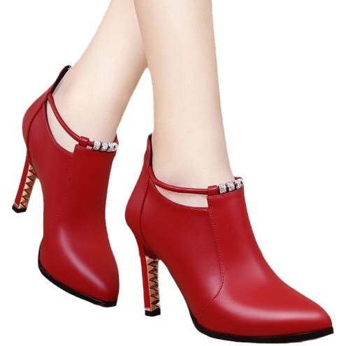 2024 Autumn New Women's Martin Boots Women's Pointed Toe Short Boots Women's High Heel Women's Leather Shoes Autumn Leather Boots Women's Fashion Boots Women's