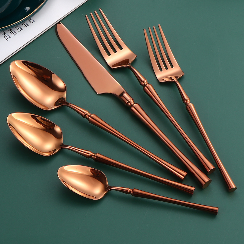 304 cubiertos de acero inoxidable estilo grueso pequeño cintura carne cuchillo tenedor cuchara postre café tenedor tenedor de fruta tenedor