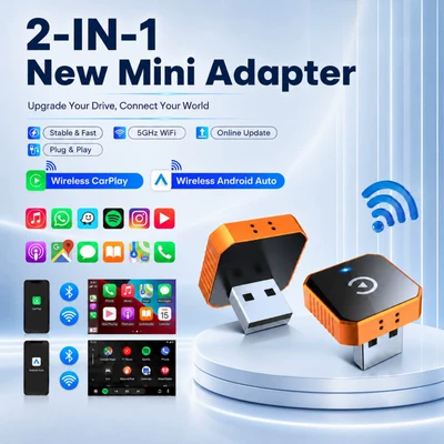 Cross-Border Hot-Selling Wired-To-Wireless Carplay Box Android Auto Two-In-One Car Connectivity Adapter
