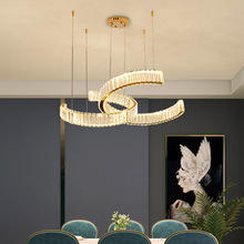 包郵輕奢水晶吊燈現代卧室餐廳燈時尚飾創意不銹鋼異性led客廳燈